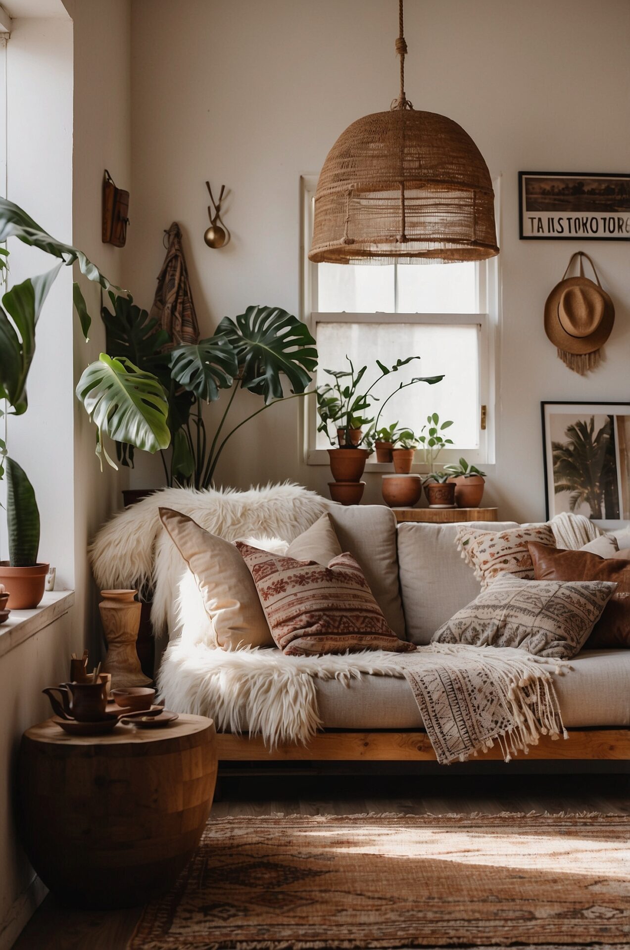 Cozy Afrohemian style home interior decor