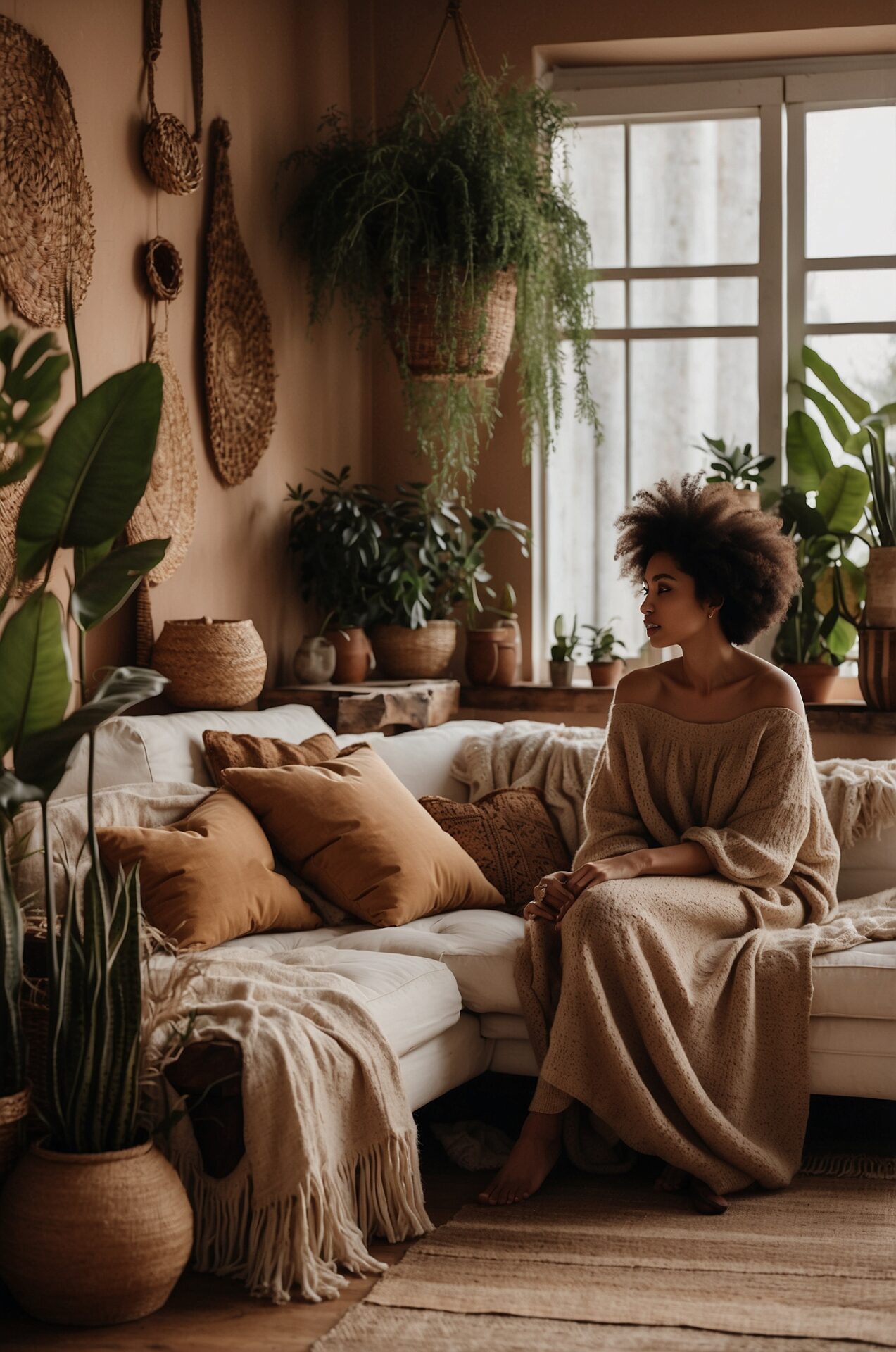 Cozy Afrohemian style home interior decor
