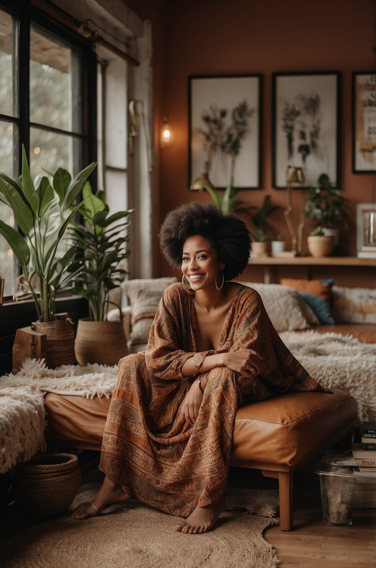Cozy Afrohemian style home interior decor