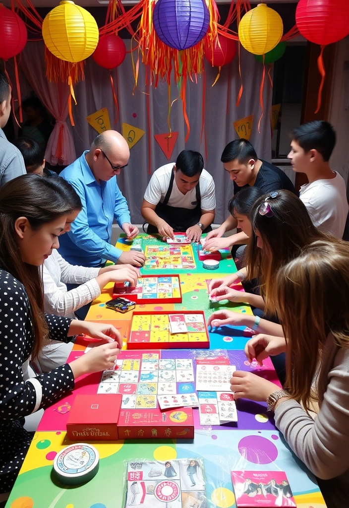 21 Color Party Ideas for Adults That'll Transform Your Next Bash! - 21. Festive Colorful Table Games
